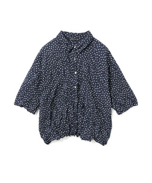 mizuiro ind/ミズイロインド mizuiro ind ドットプリントキャッチワッシャーシャツ ネイビー(color77) FREE mizuiro ind/ミズイロインド mizuiro ind ドットプリントキャッチワッシャーシャツ ネイビー(color77) FREE