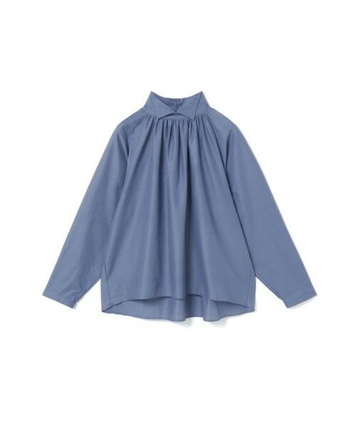 mizuiro ind/ミズイロインド mizuiro ind スタンドシャツカラーギャザーシャツ スモークブルー(color30) FREE mizuiro ind/ミズイロインド mizuiro ind スタンドシャツカラーギャザーシャツ スモークブルー(color30) FREE