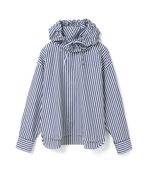 mizuiro ind / ミズイロインド シャツ・ブラウス | mizuiro ind ストライプフードシャツ | 詳細1
