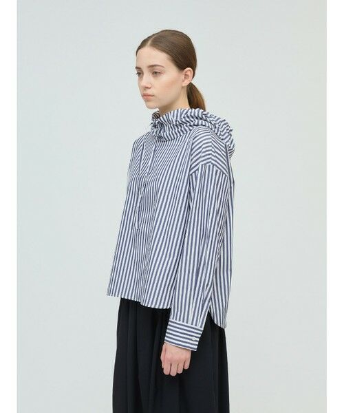 mizuiro ind / ミズイロインド シャツ・ブラウス | mizuiro ind ストライプフードシャツ | 詳細3