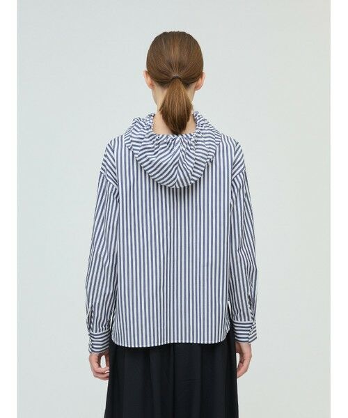 mizuiro ind / ミズイロインド シャツ・ブラウス | mizuiro ind ストライプフードシャツ | 詳細5