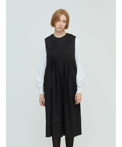 mizuiro ind / ミズイロインド ロング・マキシ丈ワンピース | mizuiro ind クルーネックピンタックワンピース | 詳細11