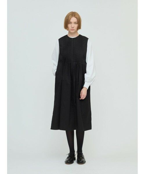 mizuiro ind / ミズイロインド ロング・マキシ丈ワンピース | mizuiro ind クルーネックピンタックワンピース | 詳細7