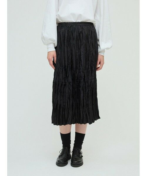 mizuiro ind / ミズイロインド ミニ・ひざ丈スカート | mizuiro ind サテンワッシャープリーツスカート | 詳細8