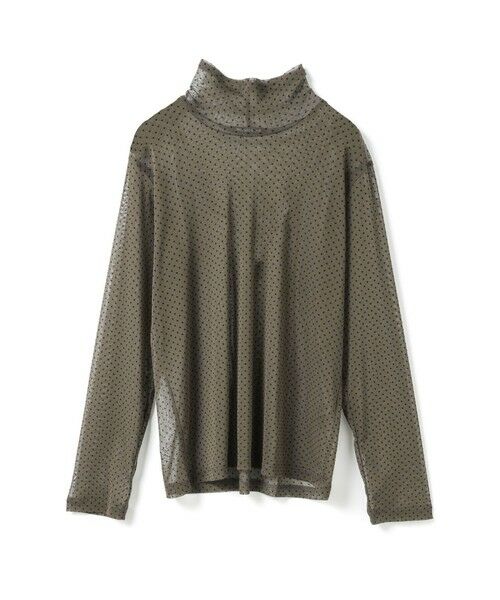 mizuiro ind / ミズイロインド カットソー | mizuiro ind メッシュドットハイネックプルオーバー（ブラウンB(color44B)）