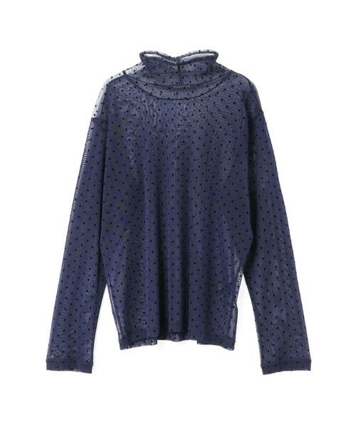 mizuiro ind/ミズイロインド mizuiro ind メッシュドットハイネックプルオーバー ネイビー(color77) FREE mizuiro ind/ミズイロインド mizuiro ind メッシュドットハイネックプルオーバー ネイビー(color77) FREE