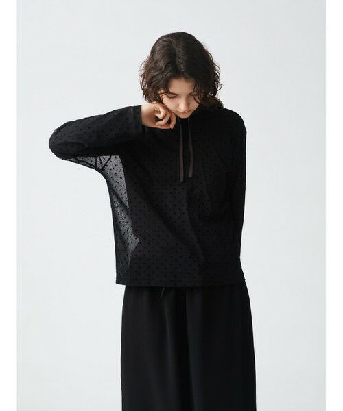 mizuiro ind メッシュドットクルーネックプルオーバー （シャツ