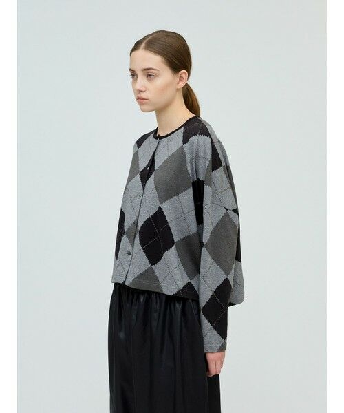 mizuiro ind / ミズイロインド カーディガン・ボレロ | mizuiro ind アーガイルプリントカーディガン | 詳細4