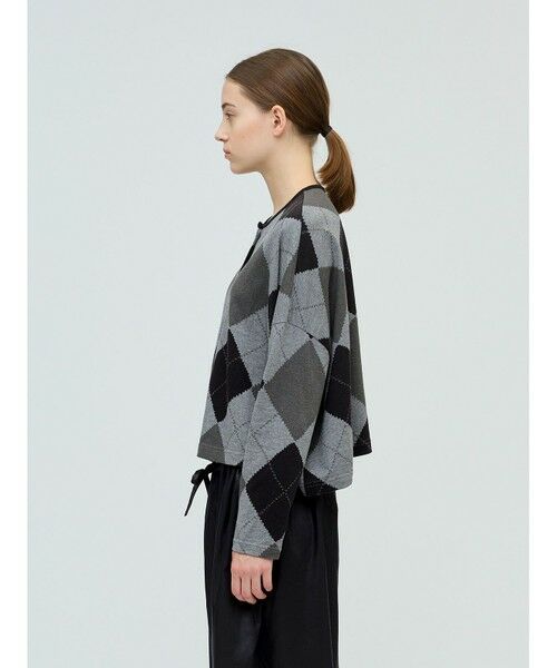 mizuiro ind / ミズイロインド カーディガン・ボレロ | mizuiro ind アーガイルプリントカーディガン | 詳細5