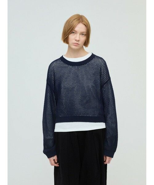 mizuiro ind/ミズイロインド mizuiro ind メッシュクルーネックプルオーバー ネイビー(color77) FREE mizuiro ind/ミズイロインド mizuiro ind メッシュクルーネックプルオーバー ネイビー(color77) FREE