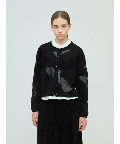 mizuiro ind/ミズイロインド mizuiro ind シアーパターンカーディガン ブラック(color99) FREE mizuiro ind/ミズイロインド mizuiro ind シアーパターンカーディガン ブラック(color99) FREE