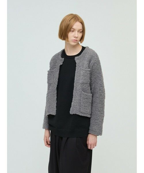 mizuiro ind / ミズイロインド カーディガン・ボレロ | mizuiro ind ポケット付きヘアリークルーネックカーディガン | 詳細5