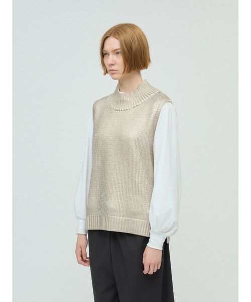 mizuiro ind / ミズイロインド ベスト | mizuiro ind 箔プリントハイネックベスト | 詳細3