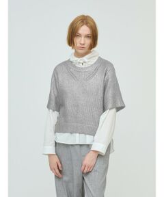 mizuiro ind / ミズイロインド ニット・セーター | mizuiro ind 箔プリントハーフスリーブプルオーバー