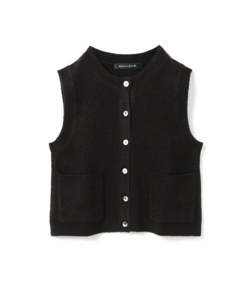 mizuiro ind/ミズイロインド mizuiro ind ブークレクルーネックベスト ブラック(color99) FREE mizuiro ind/ミズイロインド mizuiro ind ブークレクルーネックベスト ブラック(color99) FREE