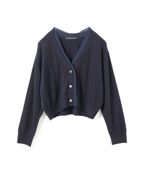 mizuiro ind/ミズイロインド mizuiro ind シフォンフリルVネックカーディガン ネイビー(color77) FREE mizuiro ind/ミズイロインド mizuiro ind シフォンフリルVネックカーディガン ネイビー(color77) FREE