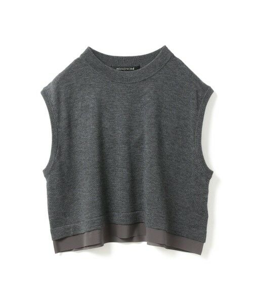 mizuiro ind/ミズイロインド mizuiro ind シフォンフリルヘムベスト ダークグレー(color92) FREE mizuiro ind/ミズイロインド mizuiro ind シフォンフリルヘムベスト ダークグレー(color92) FREE