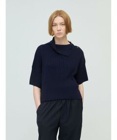 mizuiro ind / ミズイロインド ニット・セーター | mizuiro ind アシンメトリーカラーリブプルオーバー