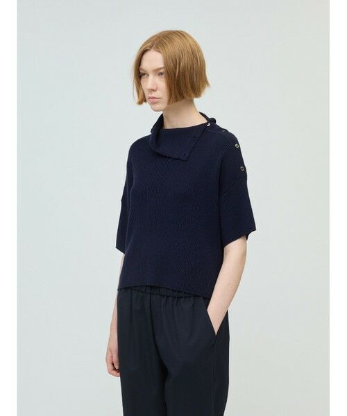 mizuiro ind / ミズイロインド ニット・セーター | mizuiro ind アシンメトリーカラーリブプルオーバー | 詳細3