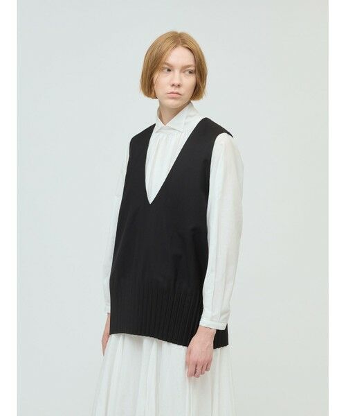 mizuiro ind / ミズイロインド ベスト | mizuiro ind プリーツヘムVネックベスト | 詳細9