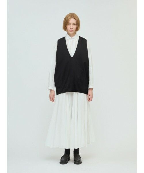 mizuiro ind / ミズイロインド ベスト | mizuiro ind プリーツヘムVネックベスト | 詳細12