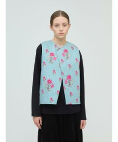 mizuiro ind / ミズイロインド ベスト | mizuiro ind 2WAYプリントキルティングベスト