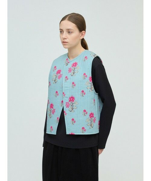 mizuiro ind / ミズイロインド ベスト | mizuiro ind 2WAYプリントキルティングベスト | 詳細3