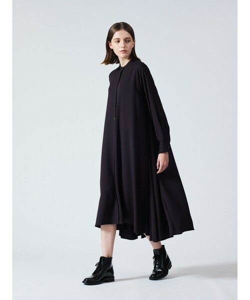 mizuiro ind / ミズイロインド ロング・マキシ丈ワンピース | mizuiro ind T/Rスタンドカラーフレアワンピース | 詳細14