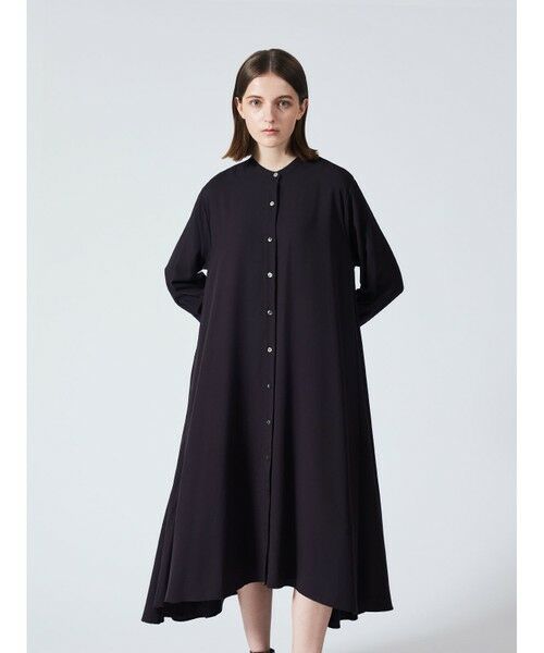 mizuiro ind / ミズイロインド ロング・マキシ丈ワンピース | mizuiro ind T/Rスタンドカラーフレアワンピース | 詳細10