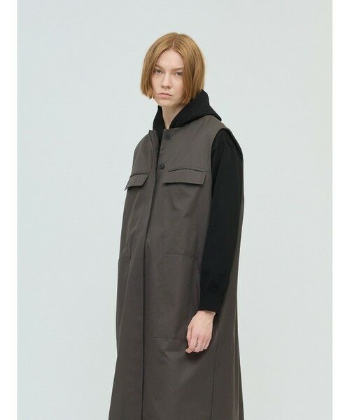 mizuiro ind / ミズイロインド ロング・マキシ丈ワンピース | mizuiro ind ポケット付きクルーネックロングジレ | 詳細9