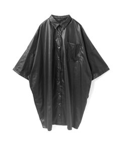 mizuiro ind / ミズイロインド ドレス | mizuiro ind グロッシーワイドハーフスリーブシャツワンピース