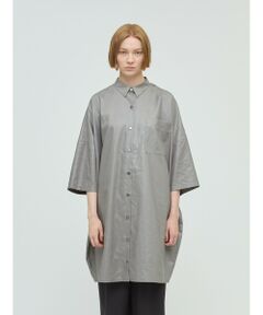 mizuiro ind / ミズイロインド ドレス | mizuiro ind グロッシーワイドハーフスリーブシャツワンピース