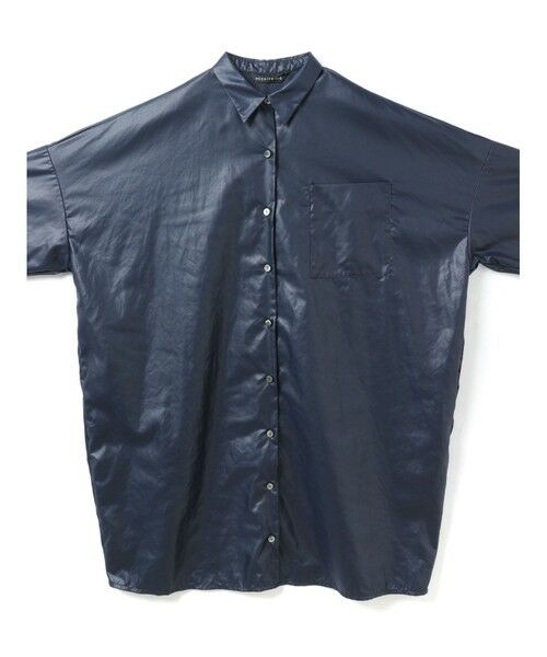 mizuiro ind / ミズイロインド ドレス | mizuiro ind グロッシーワイドハーフスリーブシャツワンピース | 詳細2