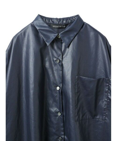 mizuiro ind / ミズイロインド ドレス | mizuiro ind グロッシーワイドハーフスリーブシャツワンピース | 詳細3