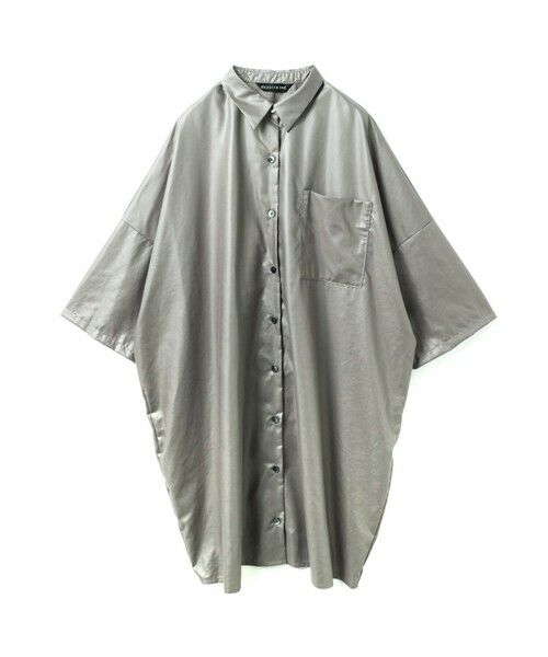 mizuiro ind / ミズイロインド ドレス | mizuiro ind グロッシーワイドハーフスリーブシャツワンピース | 詳細9