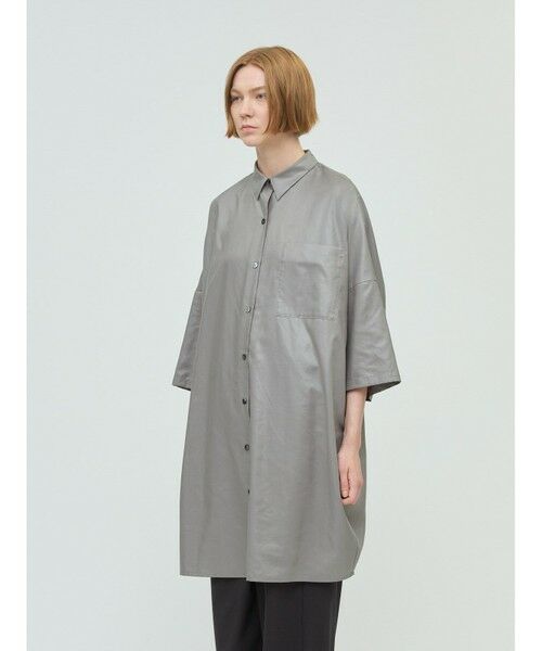 mizuiro ind / ミズイロインド ドレス | mizuiro ind グロッシーワイドハーフスリーブシャツワンピース | 詳細11