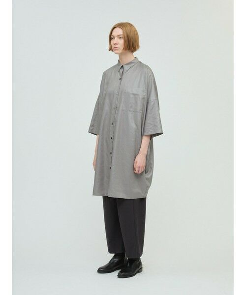mizuiro ind / ミズイロインド ドレス | mizuiro ind グロッシーワイドハーフスリーブシャツワンピース | 詳細15