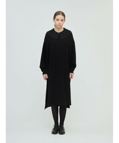 mizuiro ind / ミズイロインド ドレス | mizuiro ind プリーツカラーワンピース(ブラック(color99))