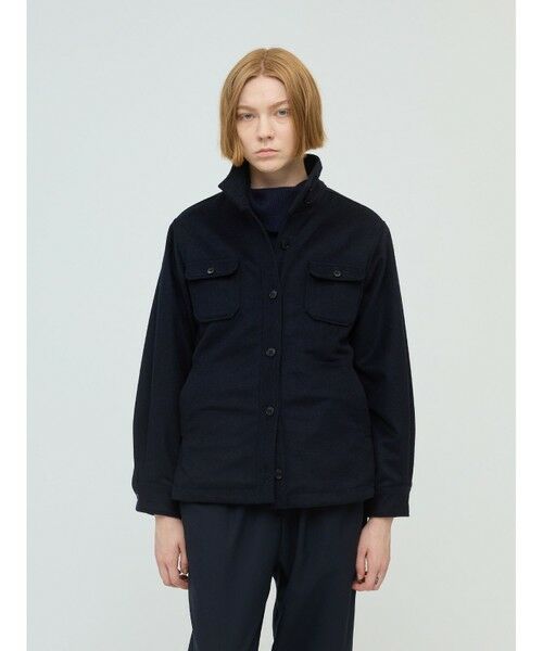 mizuiro ind/ミズイロインド mizuiro ind バックボアシャツジャケット ネイビー(color77) FREE mizuiro ind/ミズイロインド mizuiro ind バックボアシャツジャケット ネイビー(color77) FREE