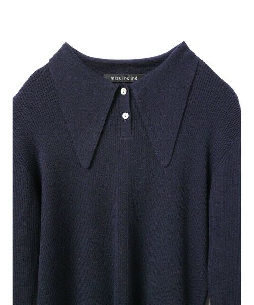 mizuiro ind / ミズイロインド ニット・セーター | mizuiro ind ロングカラーニットポロ | 詳細3