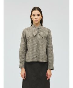 mizuiro ind / ミズイロインド シャツ・ブラウス | mizuiro ind チェックリボンタイシャツ