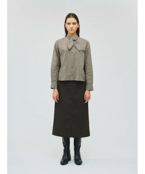 mizuiro ind / ミズイロインド シャツ・ブラウス | mizuiro ind チェックリボンタイシャツ | 詳細6