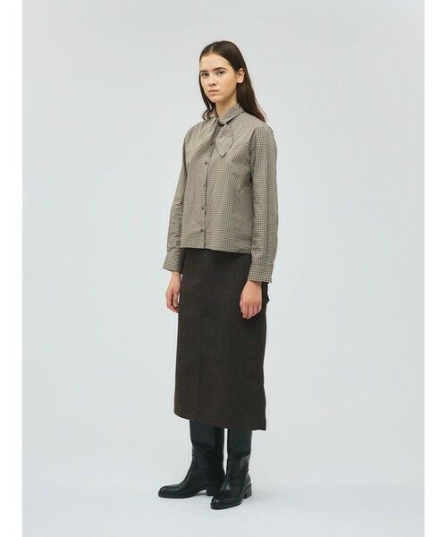 mizuiro ind / ミズイロインド シャツ・ブラウス | mizuiro ind チェックリボンタイシャツ | 詳細7