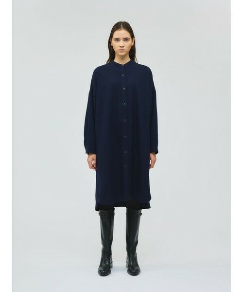 mizuiro ind / ミズイロインド ドレス | mizuiro ind スタンドカラーシャツワンピース(ネイビー(color77))