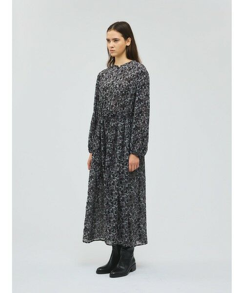 mizuiro ind / ミズイロインド ロング・マキシ丈ワンピース | mizuiro ind フラワープリントシャツワンピース | 詳細3