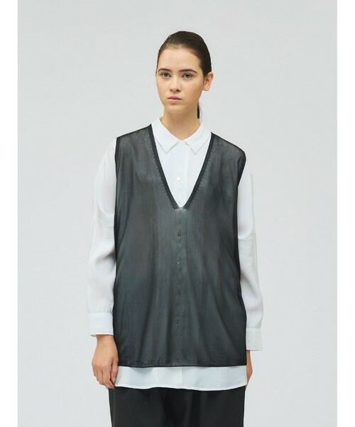 mizuiro ind / ミズイロインド ベスト | mizuiro ind シアー深Vネックベスト（ブラック(color99)）