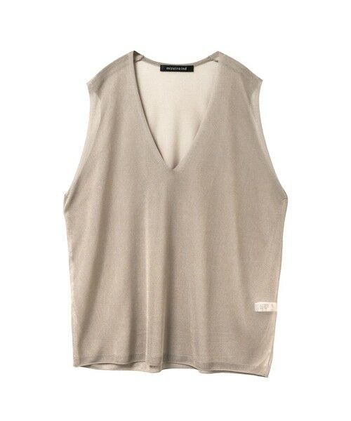 mizuiro ind / ミズイロインド ベスト | mizuiro ind シアー深Vネックベスト（ベージュ(color20)）