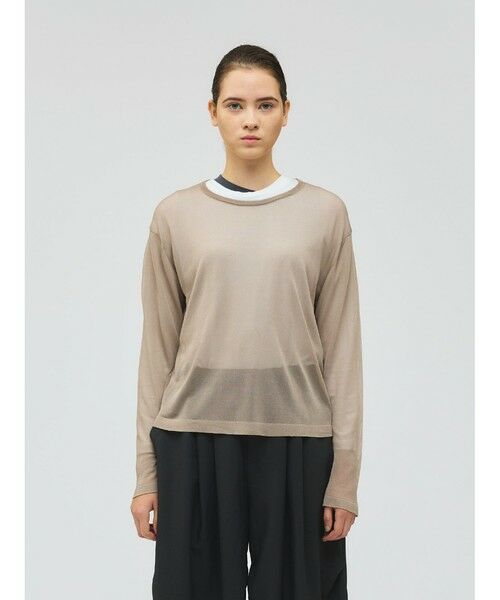 mizuiro ind / ミズイロインド ニット・セーター | mizuiro ind シアークルーネックプルオーバー（ベージュ(color20)）