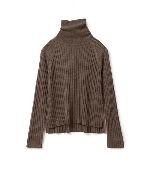 mizuiro ind / ミズイロインド ニット・セーター | mizuiro ind ワイドリブハイネックプルオーバー（ブラウン(color44)）
