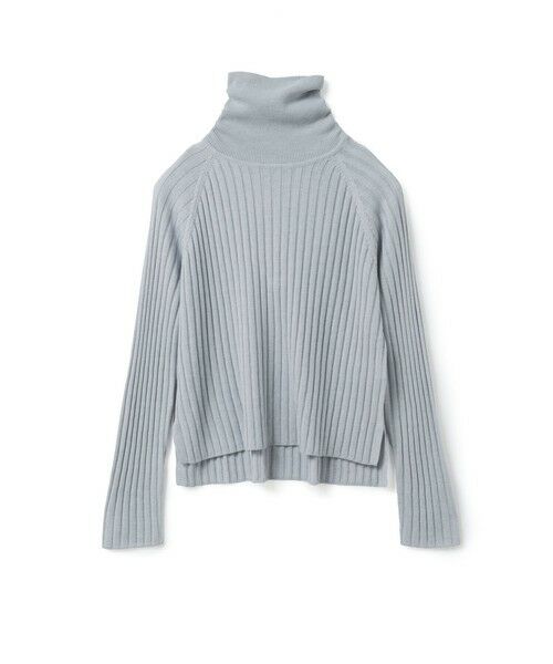 mizuiro ind / ミズイロインド ニット・セーター | mizuiro ind ワイドリブハイネックプルオーバー（ライトグレー(color90)）